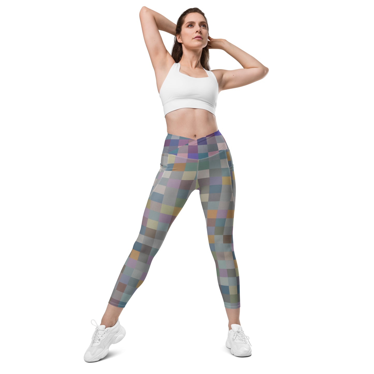 Pixel Paintings: Original Art Crossover Leggings with Pockets